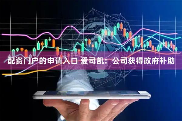 配资门户的申请入口 爱司凯：公司获得政府补助