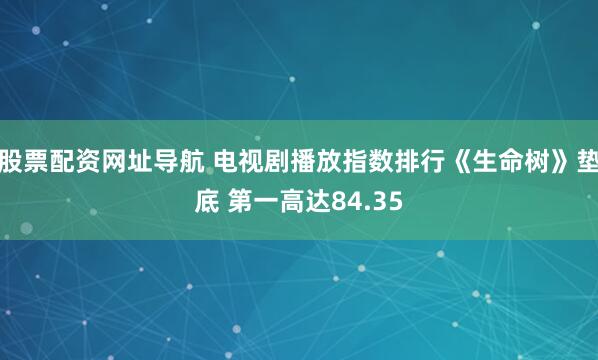 股票配资网址导航 电视剧播放指数排行《生命树》垫底 第一高达84.35